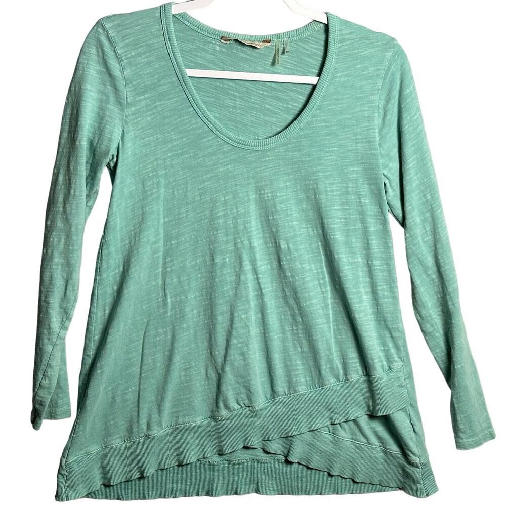 Soft Surroundings XSmall Asymmetric Hem Pullover Scoop Neck Top Seafoam coastal